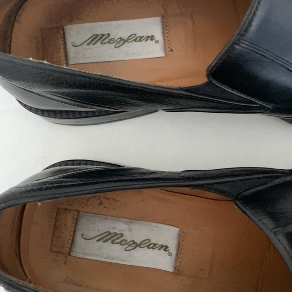 MEZLAN MENS LEATHER SHOES SLIP ON SQUARE TOE BLACK SIZE 10